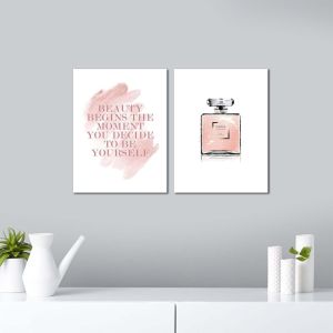 Lot de 2 tableaux reliés Scaenicos citation & parfum Bois Rose poudré