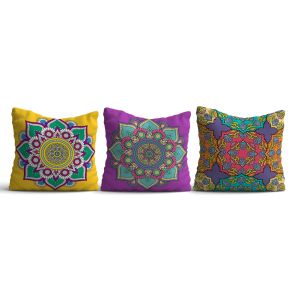 Lot de 3 coussins Olympas 43x43cm Motif Boho Multicolore