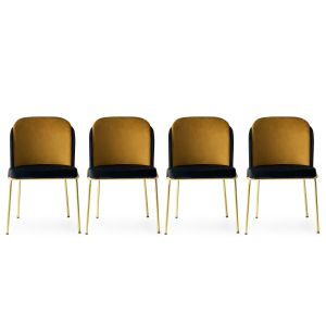 Lot de 4 chaises Kymil Métal Or et Velours Or et Noir