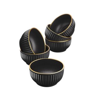 Lot de 6 bols Solre 250ml Noir et lisère Or