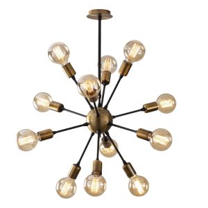 Lustre 12 ampoules Matrurg D62cm Noir et Or antique