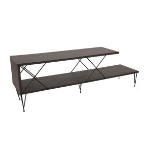 Meuble TV 2 étagères Cayena 120cm Métal Noir et Bois Marron foncé