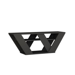 Meuble TV design W 110cm à étagères Waforian Gris foncé