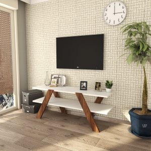 Meuble TV Gravitas Bois Blanc et Naturel