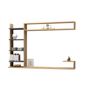 Meuble TV murale avec étagères Jared 180cm Bois et Anthracite