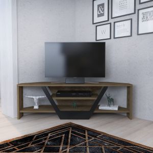Meuble TV Norah 120cm Noir et Chêne foncé