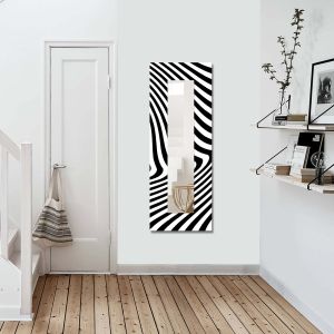 Miroir décoratif rectangulaire Riflesso 40x120cm Motif Zèbre Noir et blanc