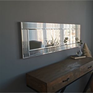 Miroir moderne encadré 120cm Compage Bois Argent Clair