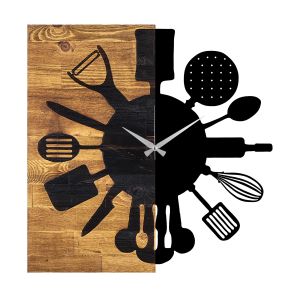 Montre Murale Continuum Kitchen Bois Noir et Naturel