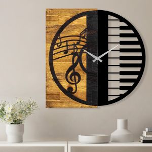 Montre Murale Continuum Piano Bois Noir et Naturel