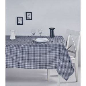 Nappe de table Bertier 170x170cm Coton Motif petits carreaux Noir et Blanc