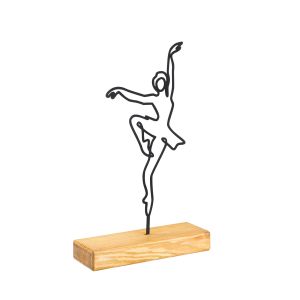 Objet décoratif à poser Zidas L20xH40cm Bois Naturel et Métal Danseuse Noir