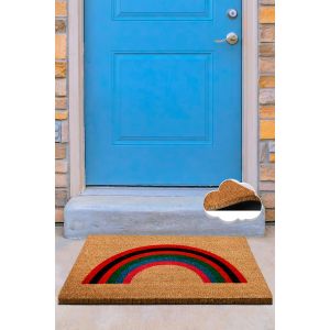 Paillasson Lagon 40x60cm Fibre de coco Naturel Motif Arc en ciel