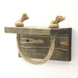 Portes serviettes avec étagère Crieu L17cm Bois massif clair et Corde Beige