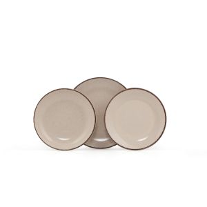 Service de table 18 pièces Ameil Porcelaine tacheté Cannelle et Marron