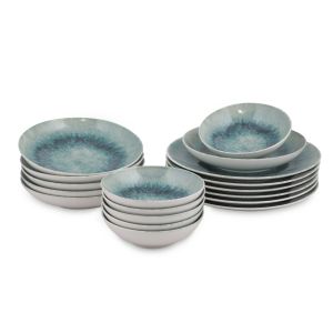 Service de table 18 pièces Dufour Céramique Blanc et Bleu