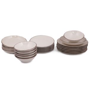 Service de table 24 pièces Ameil Porcelaine tacheté Cannelle et Marron