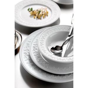 Service de table 24 pièces Willber Porcelaine Motif Fleur en relief Blanc