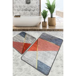 Set de 2 tapis de salle de bain Lambosa Motif Géométrique Multicolore