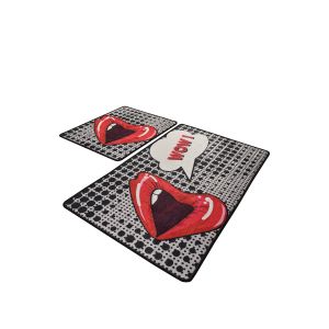 Set de 2 tapis de salle de bain rectangles Virut Velours Motif Pop