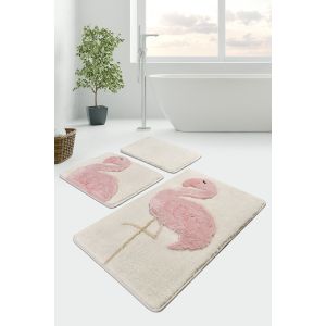 Set de 3 tapis de salle de bain Crinitus Concordare Flamant Acrylique Rose