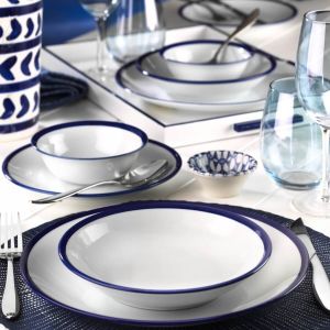 Set vaisselle service dîner 61 pièces Murrina Porcelaine Blanc