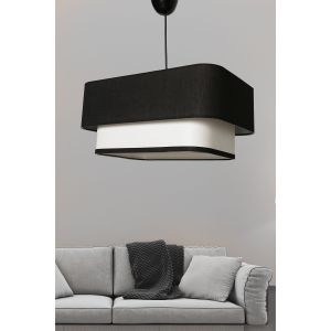 Suspension 2 cuboïdes Lateris 20x35cm Métal Noir et Jute Noir et Blanc