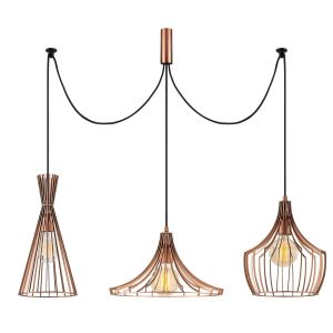 Suspension araignée filaire 3 lampes Snaya D114cm Métal Noir et Or rose