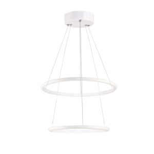 Suspension design 2 cercles Calistoga Métal Blanc et LED Blanc