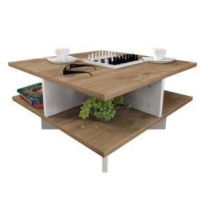 Table basse à étage Superpositioni Bois Naturel Blanc