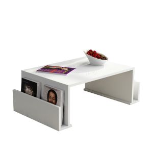 Table basse combinée porte-revues Unum Blanc