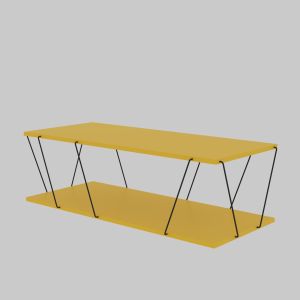 Table basse Milanda 120x50cm Métal Noir et Bois Jaune