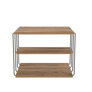 Table de chevet 3 étagères Gersis 50cm Métal Noir et Bois clair