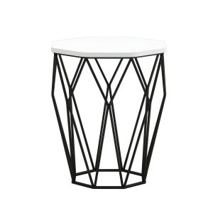 Table Heptagone Zachem Panneau Métal Noir et Bois Noir et Blanc