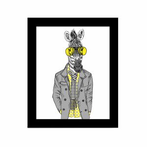 Tableau décoratif Aden 23,5x28,5cm Bois Noir Motif Portrait zèbre