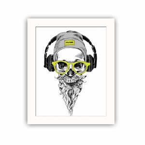 Tableau décoratif Cilla 23,5x28,5cm Bois Blanc Motif Tête de mort