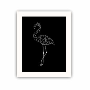 Tableau décoratif Fatta 23,5x28,5cm Bois Blanc Motif Géométrique flammant Blanc et Noir
