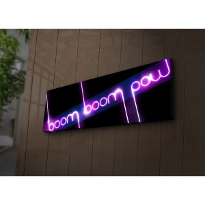 Tableau décoratif lumineux LED Lucendia 90cm Motif "Boom" Noir et Violet