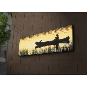Tableau décoratif lumineux LED Lucendia 90cm Motif "Canoe" Noir et Jaune