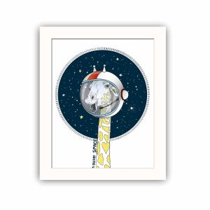 Tableau décoratif Mazzio 23,5x28,5cm Bois Blanc Motif Girafe dans l