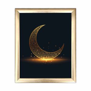 Tableau décoratif Sigbert L23,5xH28,5cm Motif Croissant Arabesque Or et Noir
