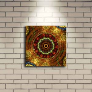 Tableau lumineux LED jaune Artatek L28xH28cm Impression kaléidoscope ethnique