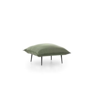 Tabouret forme de coussin Enhaive 75x75cm Métal Noir et Lin Vert