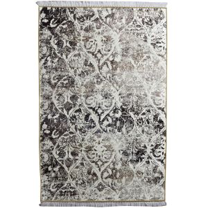 Tapis Amal 120x180cm Velours Motif Victorien Marron et Beige