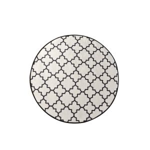 Tapis de salle de bain rond Ornamel Ø100cm Motif Géométrique Blanc