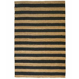 Tapis Giralda 160x240cm Jute Motif Rayures Noir et Beige