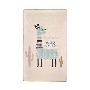 Tapis Kittado 100x160cm Velours Motif Lama fond beige