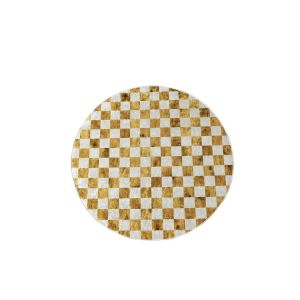 Tapis Lixus D120cm Velours Motif carreaux Or, Blanc