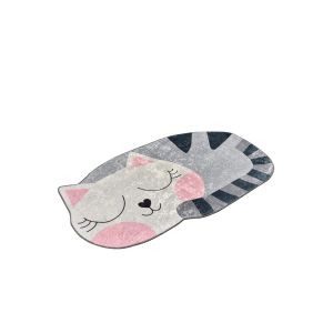 Tapis Loulou 60x100cm Velours Forme de chat Gris