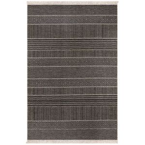 Tapis Makai 60x100cm Jute Motif Ethnique Noir et Beige